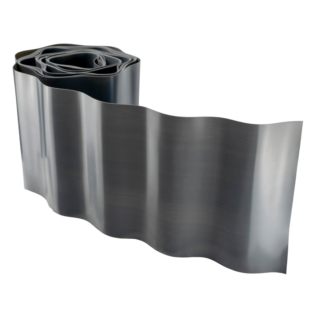 Dark Grey Crinkled Flexible Lawn Edging, 25cm Height